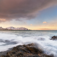 Spiaggia Skagsanden al tramonto